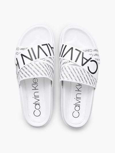 Calvin Klein Cipők HU817842 | Calvin Klein Textile Upper Női Papucs Fehér / Fekete